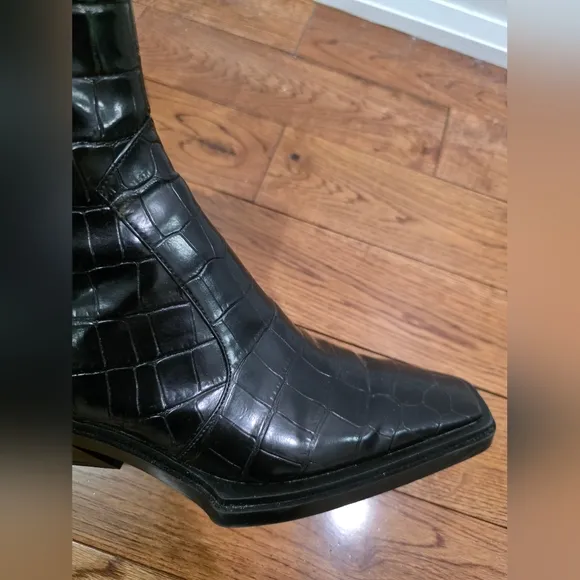 Zara Black Animal Print Modern Ankle Boot Bootie SZ 39
