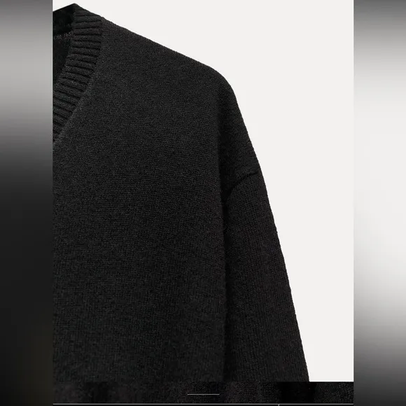 Zara CASHMERE 100% long black dress knotted,  luxury