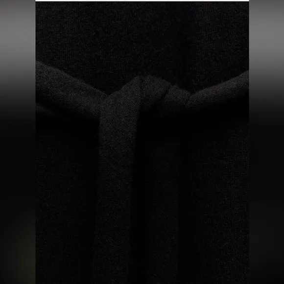 Zara CASHMERE 100% long black dress knotted,  luxury