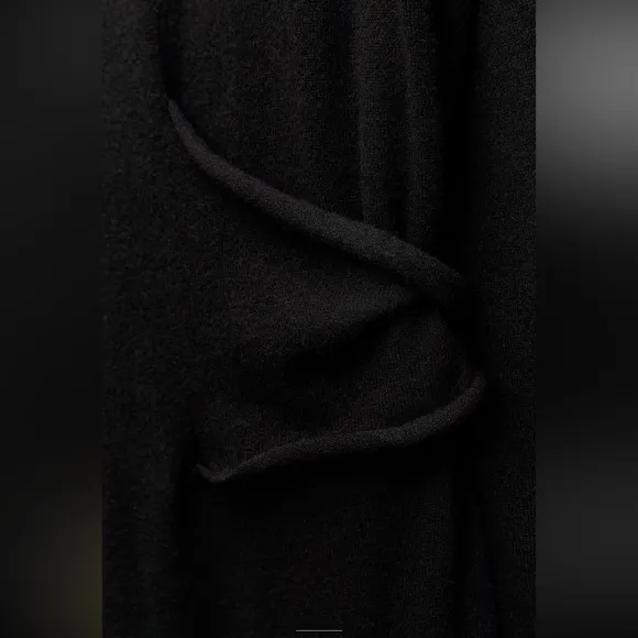 Zara CASHMERE 100% long black dress knotted,  luxury