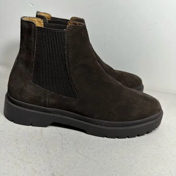 ZARA dark chocolate brown suede ankle pull-on boots men US size 44-10