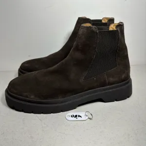 ZARA dark chocolate brown suede ankle pull-on boots men US size 44-10
