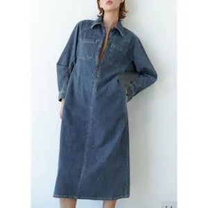 Zara Denim Minimalist Midi Dress
