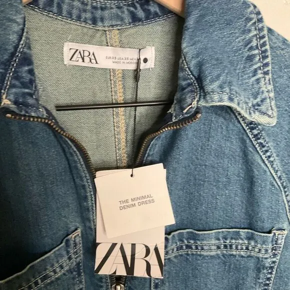 Zara Denim Minimalist Midi Dress