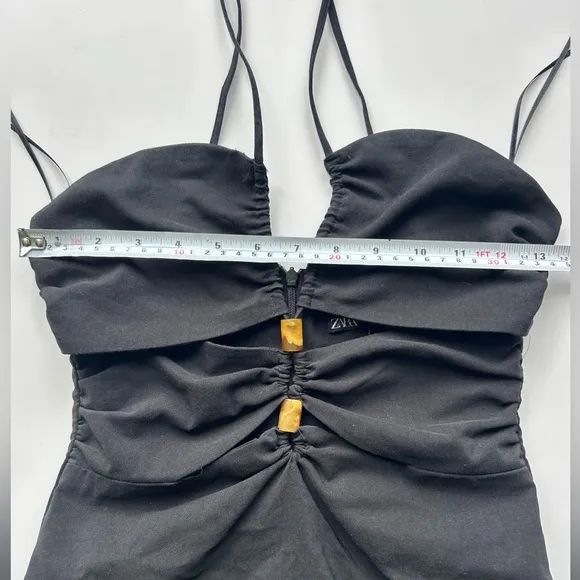 Zara Dress  bloggers favourite sundress black long open neckline xs cut out