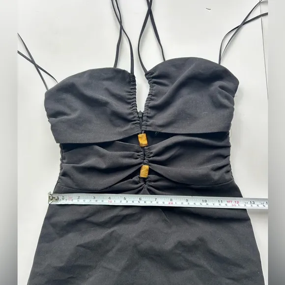 Zara Dress  bloggers favourite sundress black long open neckline xs cut out
