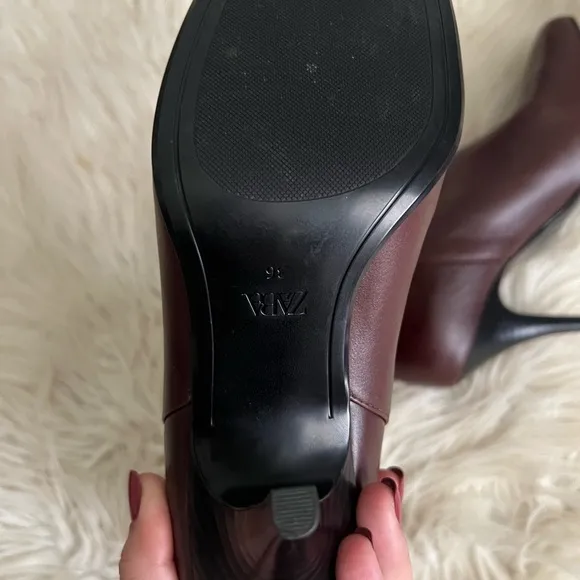ZARA Elegant Brown Leather Ankle Boots