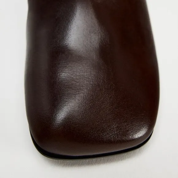 ZARA Elegant Brown Leather Ankle Boots