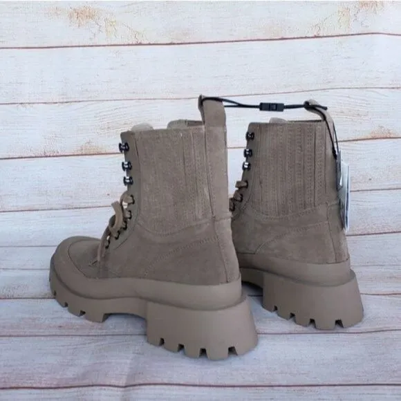 Zara Lug Sole Leather Suede Front Lace Up Ankle Boots Booties Combat Size 40
