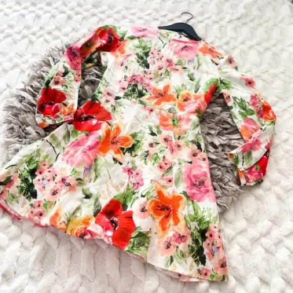 Zara Luxury Linen Naya Mini Big Floral Cut Out Back Mini Dresses NWOT