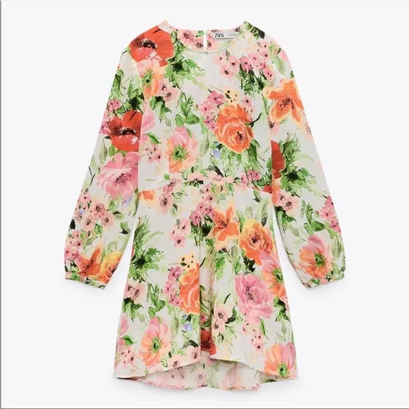 Zara Luxury Linen Naya Mini Big Floral Cut Out Back Mini Dresses NWOT