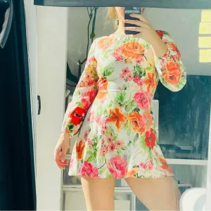 Zara Luxury Linen Naya Mini Big Floral Cut Out Back Mini Dresses NWOT
