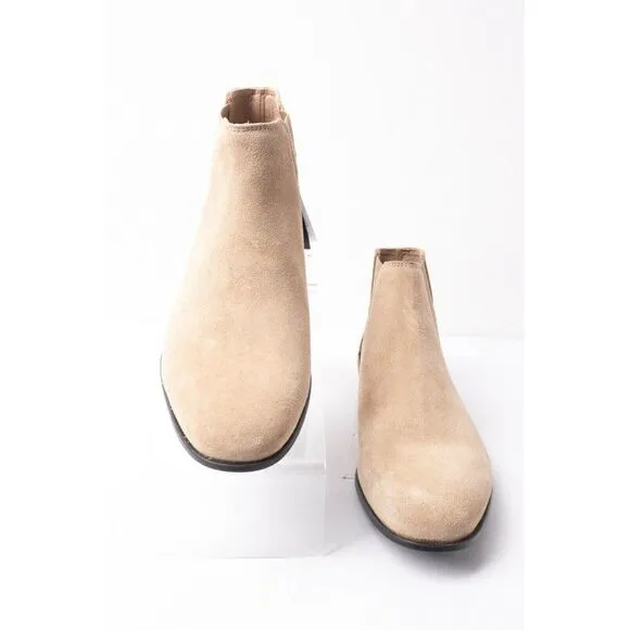 Zara Mens Beige Split Leather Ankle Boots Sz 6