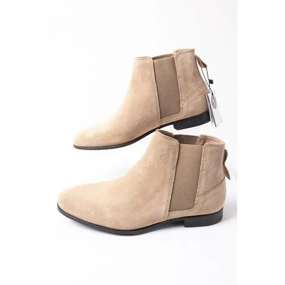 Zara Mens Beige Split Leather Ankle Boots Sz 6
