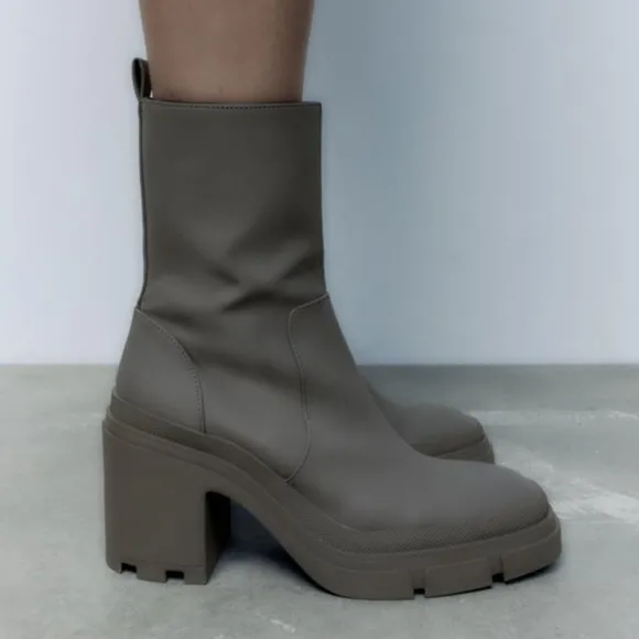 Zara NEW rubberized ankle boots