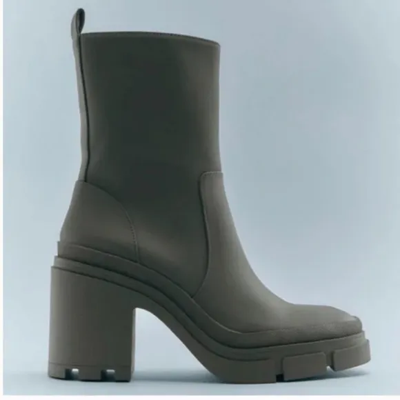 Zara NEW rubberized ankle boots