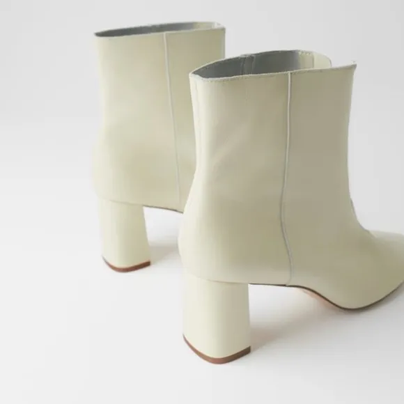 ZARA SOFT LEATHER HIGH HEELED ANKLE BOOTS TRF