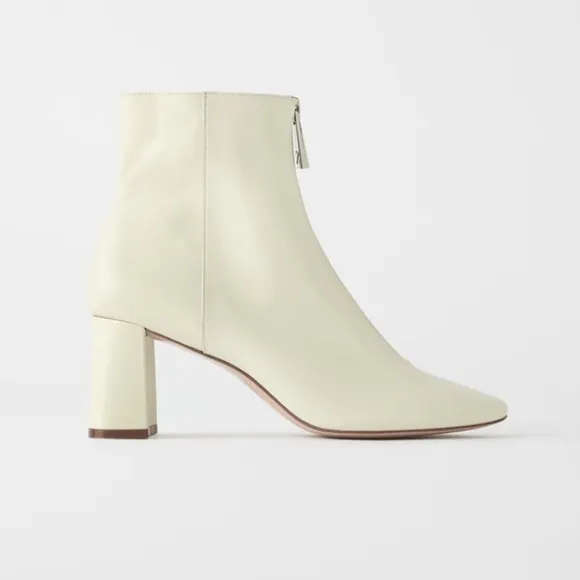 ZARA SOFT LEATHER HIGH HEELED ANKLE BOOTS TRF