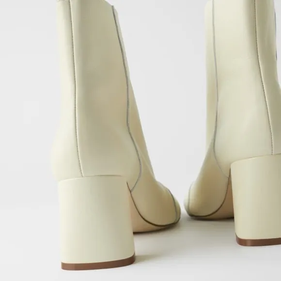 ZARA SOFT LEATHER HIGH HEELED ANKLE BOOTS TRF
