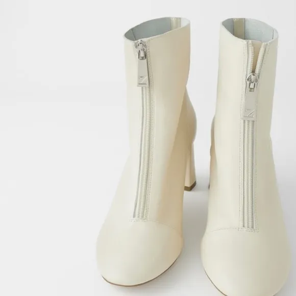 ZARA SOFT LEATHER HIGH HEELED ANKLE BOOTS TRF