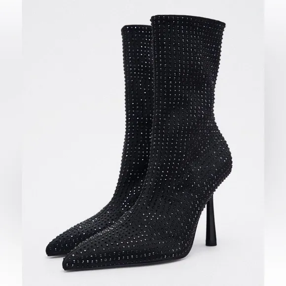 Zara sparkly high heel ankle boots