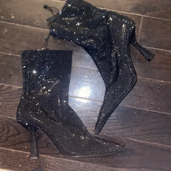 Zara sparkly high heel ankle boots