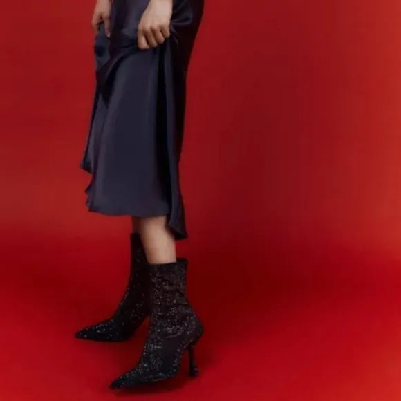 Zara sparkly high heel ankle boots
