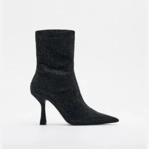 Zara sparkly high heel ankle boots
