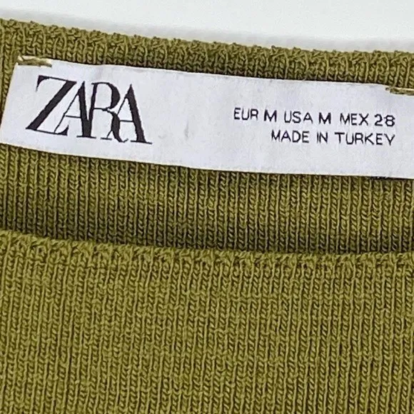 Zara Square Neck Stretchy Knit Mini Dress Minimalist Contemporary Sz‎ M