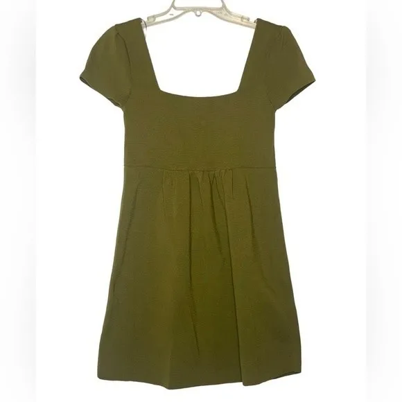 Zara Square Neck Stretchy Knit Mini Dress Minimalist Contemporary Sz‎ M