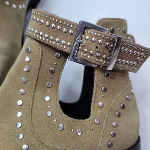 Zara Studded Cutout Leather Ankle Booties Size 37