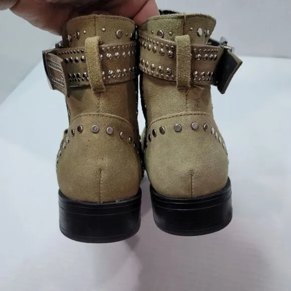 Zara Studded Cutout Leather Ankle Booties Size 37