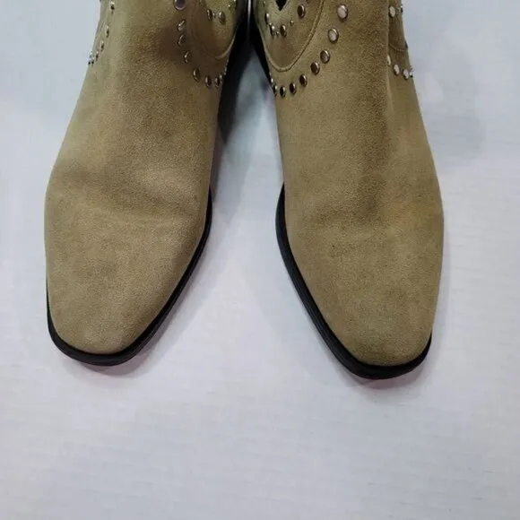 Zara Studded Cutout Leather Ankle Booties Size 37