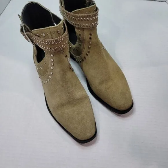 Zara Studded Cutout Leather Ankle Booties Size 37