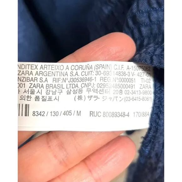 Zara textured tiered weave midi blue dress sz M
