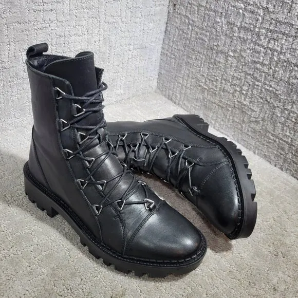 ZARA Trafaluc Women's Size 9 US Black Leather Metal Zipper Biker Ankle Boots