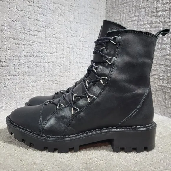ZARA Trafaluc Women's Size 9 US Black Leather Metal Zipper Biker Ankle Boots