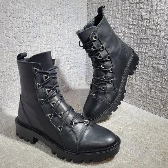 ZARA Trafaluc Women's Size 9 US Black Leather Metal Zipper Biker Ankle Boots