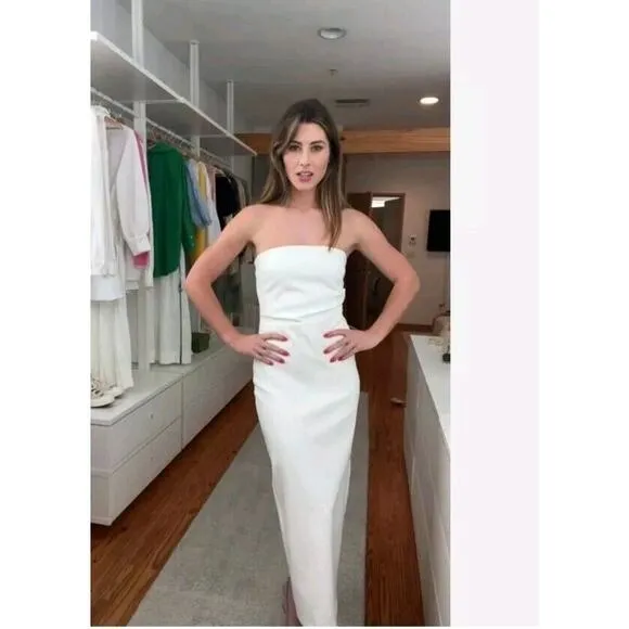 ZARA Woman Oyster White Strapless Midi Dress Sleek Minimalist Chic Size Small