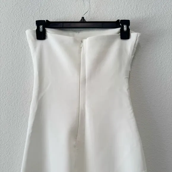 ZARA Woman Oyster White Strapless Midi Dress Sleek Minimalist Chic Size Small
