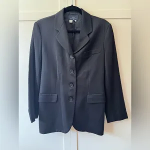 Zara Women’s Vintage Black Suit Jacket Blazer‎ Wool Blend Lined Size 6