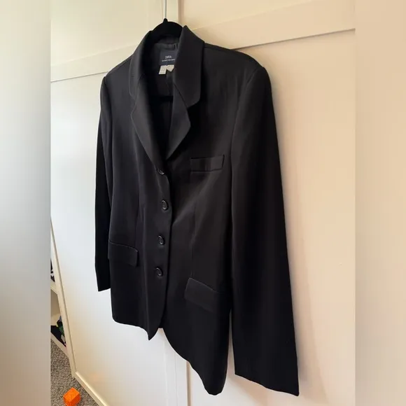 Zara Women’s Vintage Black Suit Jacket Blazer‎ Wool Blend Lined Size 6
