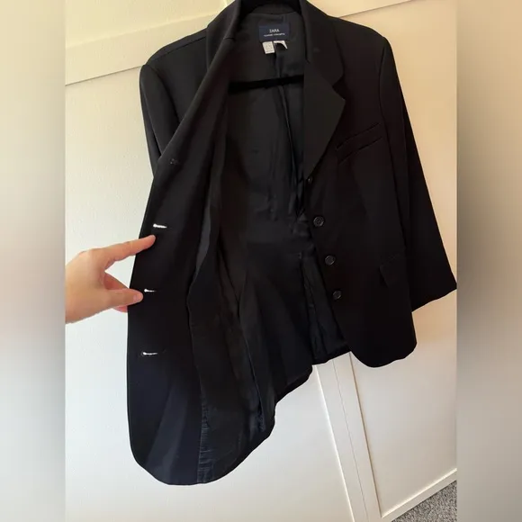 Zara Women’s Vintage Black Suit Jacket Blazer‎ Wool Blend Lined Size 6