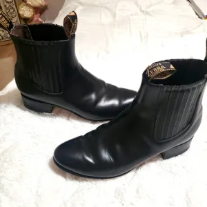 Zebra Black Leather Ankle Boots size:10