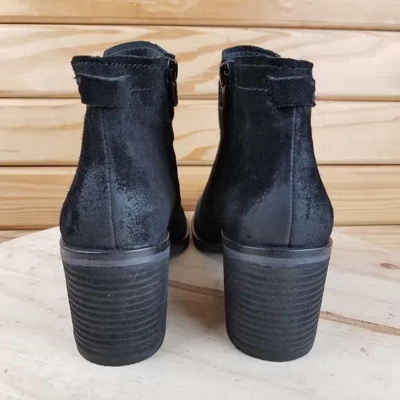 Zodiac Women's 7M Larsen Ankle Boots Black Leather Western Biker Booties NEW