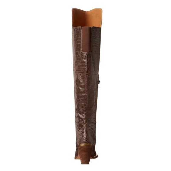 Zodiac Women's Ronson  Over-The-Knee Brown Crocodile Embossed Boots 7.5