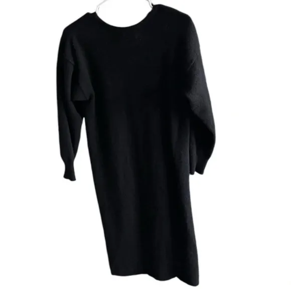 ZORAN 100% Cashmere Black MIDI Deep V-Neck Luxury Dress Size Medium
