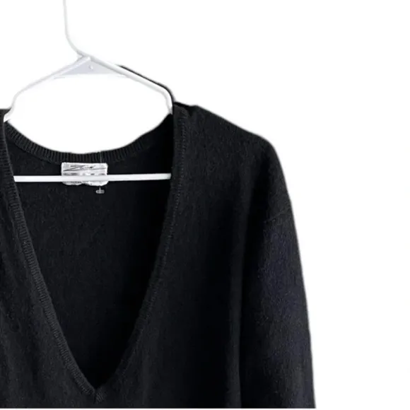 ZORAN 100% Cashmere Black MIDI Deep V-Neck Luxury Dress Size Medium
